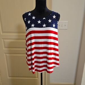 Old Navy Blue and White Stars And Stripes Relaxed Sleeveless Tank Top